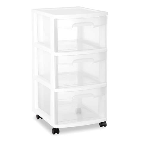 Sterilite 3 Drawer Storage Cart White