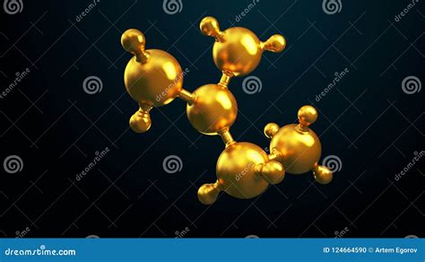 3d Illustration Of Abstract Gold Molecule Background Stock Illustration