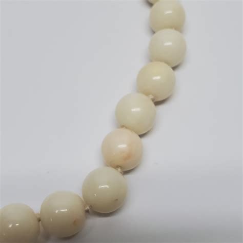 K Gold White Coral Bead Necklace