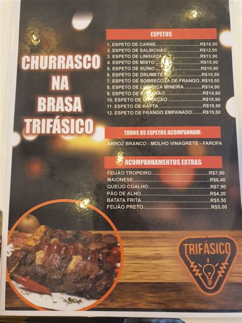 Menu em Trifásico Restaurante Maricá