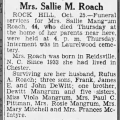 Obituary For Sallie Mang Um Roach Aged 44 Newspapers