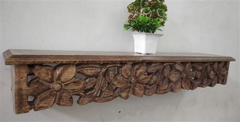 Wood Wall Shelf Rustic Home Decor Shelves Bracket Unit, Floating Wall ...