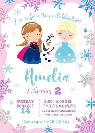 Frozen Birthday Invitation Template Canva