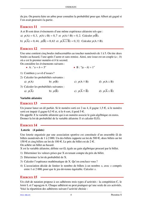 Probabilités Variable aléatoire Loi binomiale Exercices non