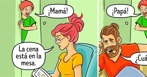 19 Cómics sobre cómo mamá y papá luchan de diferente forma en la