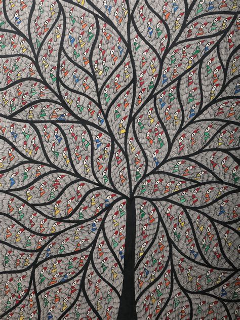 Tree Of Life With Many Birds Handmade Paper By Ashutosh Jha