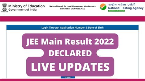 Jee Main Result 2022 Out Live Nta Jee Main Session 1 Results