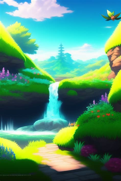 Lexica Pokemon Anime Greenery Scene