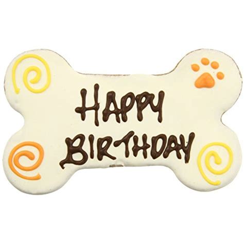 Pawsitively Gourmet 6 Inch Happy Birthday Bone White Cookies For Dogs