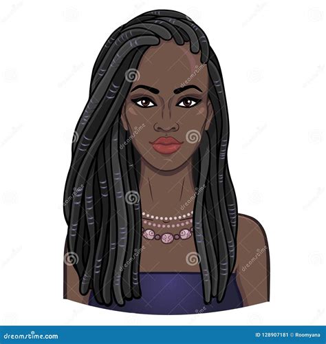 Animation Portrait Of The Young Beautiful African Woman In A Dreadlocks