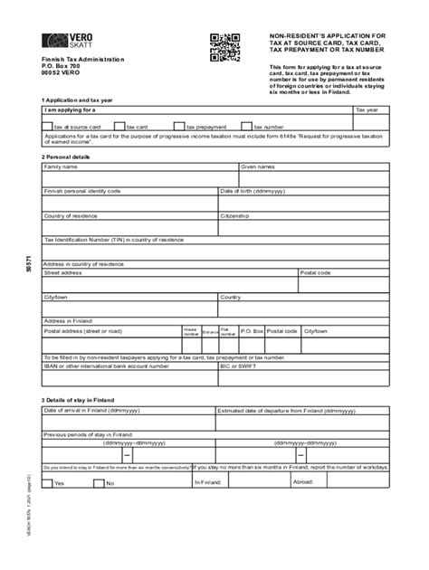 Fillable Online Efinnish Tax Administration Form Non Residents