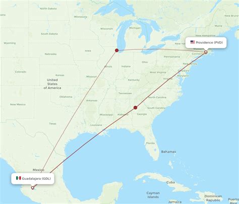 All Flight Routes From Providence To Guadalajara Pvd To Gdl Flight Routes