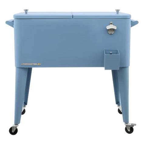 PERMASTEEL 80 Qt Blue Classic Outdoor Rolling Patio Cooler With Wheels