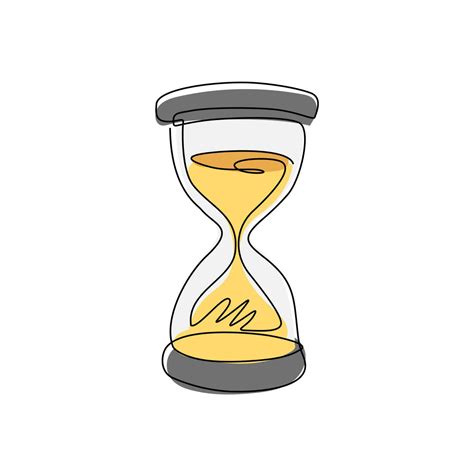 Single One Line Drawing Vintage Hourglass Sandglass Timer Or Clock Flat Icon For Apps And