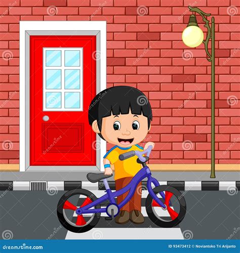 Little Boy Driving Bicycle Stock Vector Illustration Of Biker 93473412