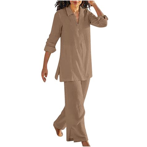 Ddapj Pyju Plus Size Linen Set For Women 2 Piece Vintage Lounge Sets