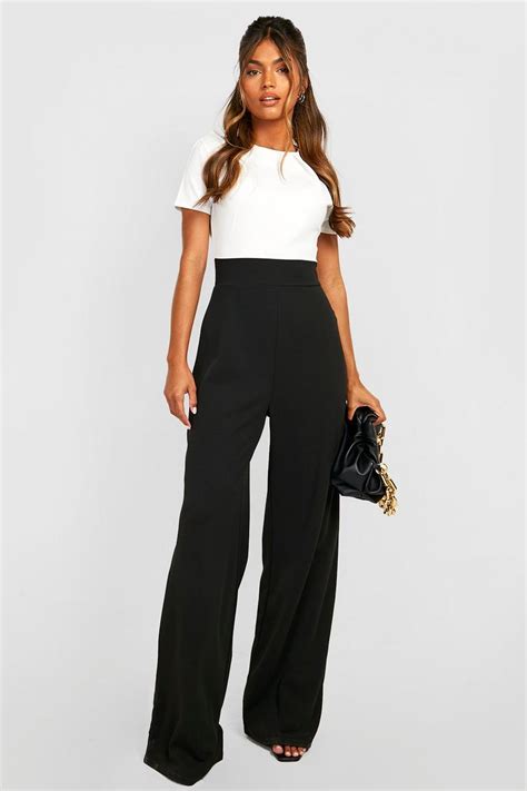 Contrast Wide Leg Jumpsuit Boohoo Uk