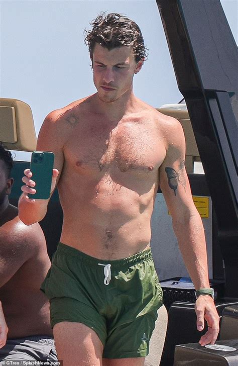 Shawn Mendes Shows Off His Ripped Physique In Green Swim Trunks During