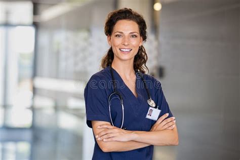 Happy nurse at hospital stock photo. Image of smile - 242678252