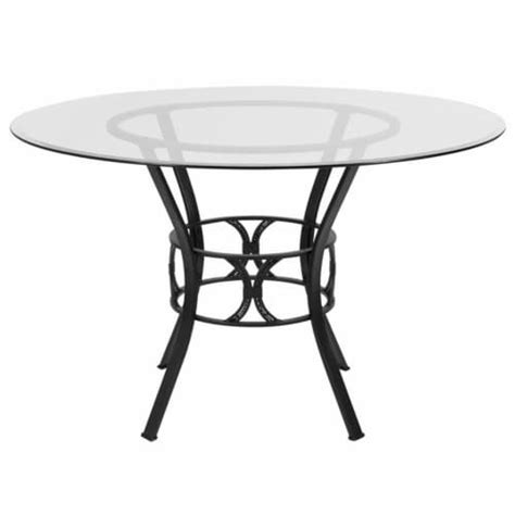 Flash Furniture Xu Tbg 4 Gg 48 In Carlisle Round Glass Dining Table With Black Metal Frame 1