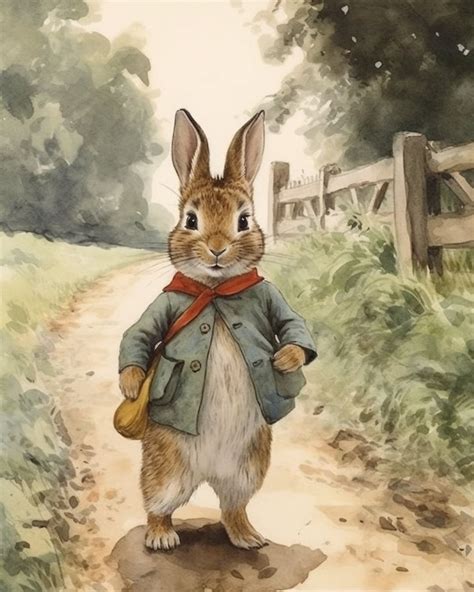 Beatrix Potter Inspired Illustration: Little Bunny's Journey Nursery Wall Art Classic Story ...