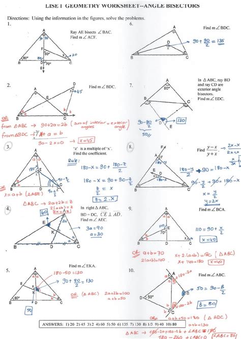 Angle Bisector Theorem Worksheet