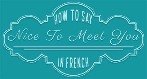 How To Say Nice To Meet You In French Frenchplanations