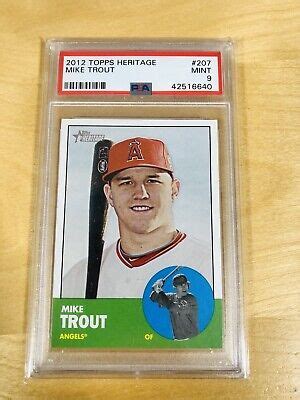 2012 TOPPS HERITAGE MIKE TROUT ROOKIE RC 207 PSA 9 MINT LA Angels MVP