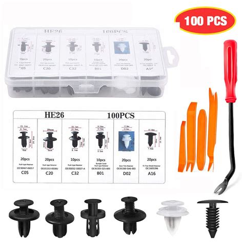 100X Car Body Bumper Rivet Retainer Molding Push PIN Clip Assortments