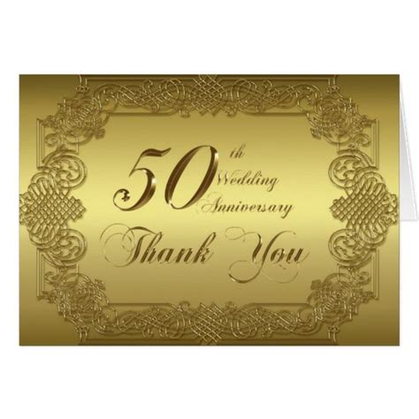 50th Wedding Anniversary Thank You Note Card Zazzle