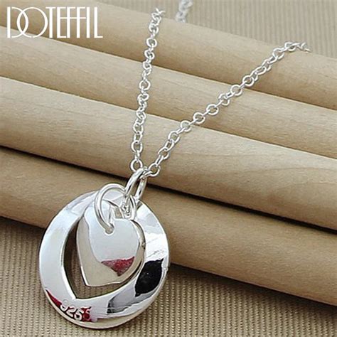 Sterling Silver Necklace Heart Pendant 925 Sterling Silver Party