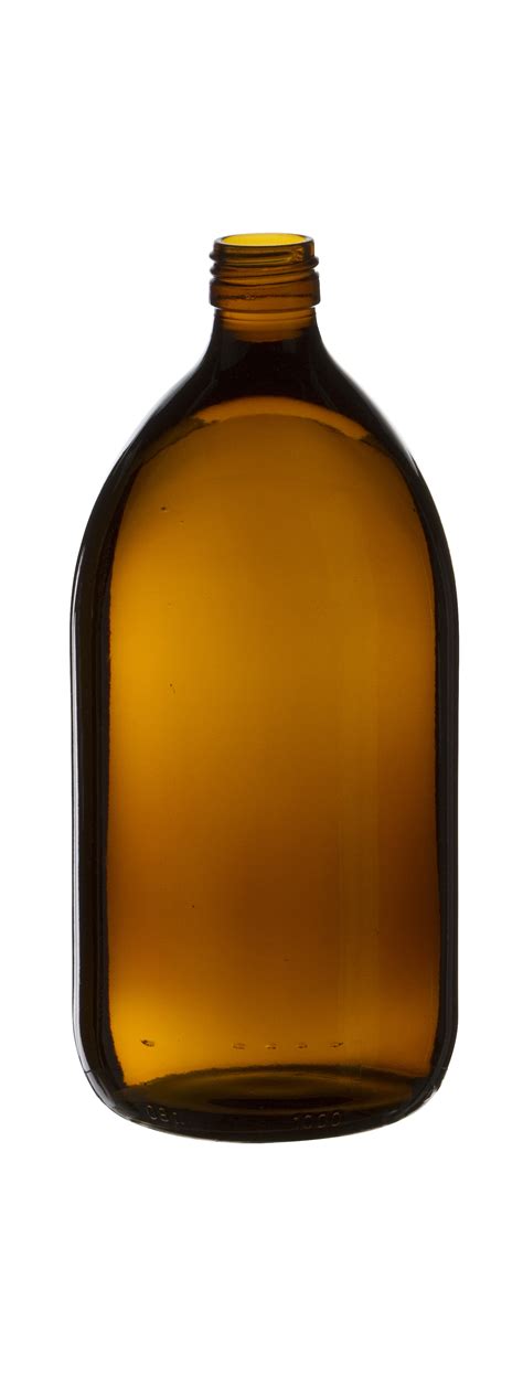 SYRUP BOTTLE 1L PP 28 AMBER GLASS EMBELIA