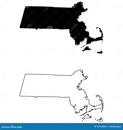 Massachusetts Black Silhouette Vector Map 224300423