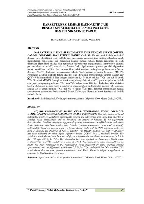 PDF KARAKTERISASI LIMBAH RADIOAKTIF CAIR DENGAN PDF FileProsiding