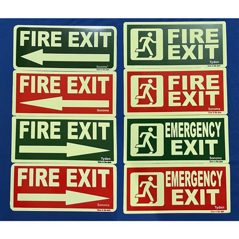 A Mart High Impact Plastic Glow In The Dark Signages Fire Exit Fire