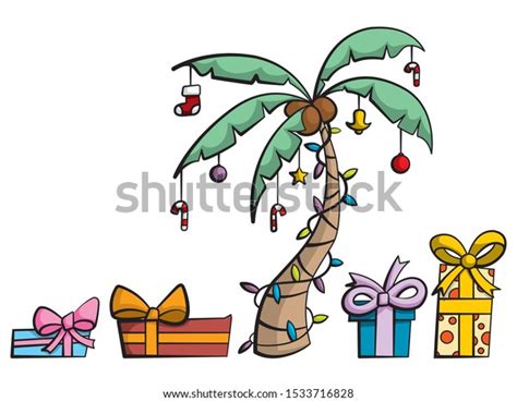 Cartoon Style Illustration Palm Tree Coconuts Stock Vector Royalty