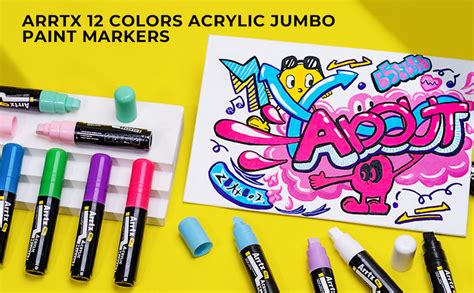 Arrtx 12 Colors Jumbo Acrylic Markers (10mm Broad Tips) – ArrtxArt