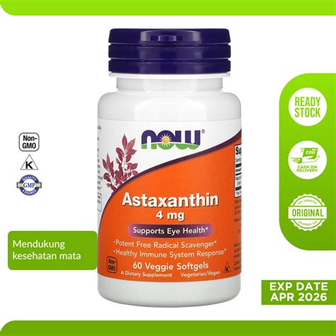 Jual Vitamin Suplemen Astaxanthin Mg Now Veggie Softgels Kapsul