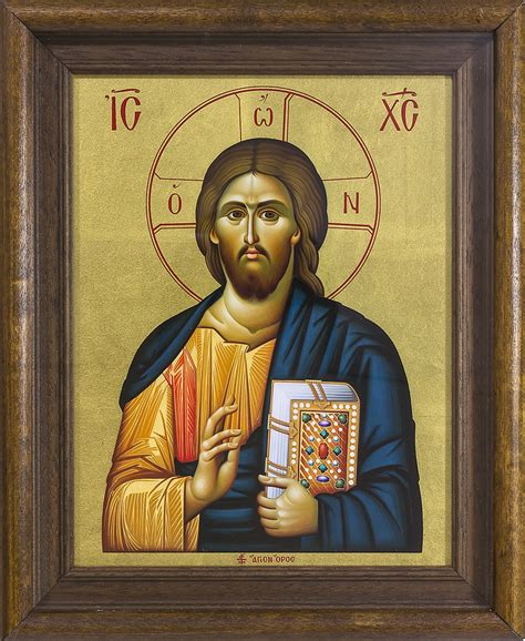 Silkscreen Byzantine Icon Of Jesus Christ St Nektarios Monastery