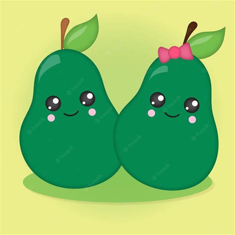 Premium Vector Cute Couple Avocados Happy Green Green Background