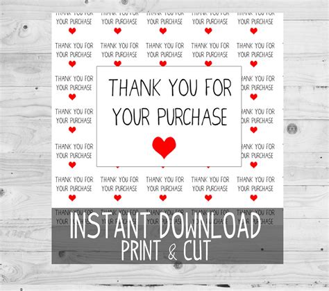 Printable Thank You For Your Purchase Rectangle Stickers Cut Yourself