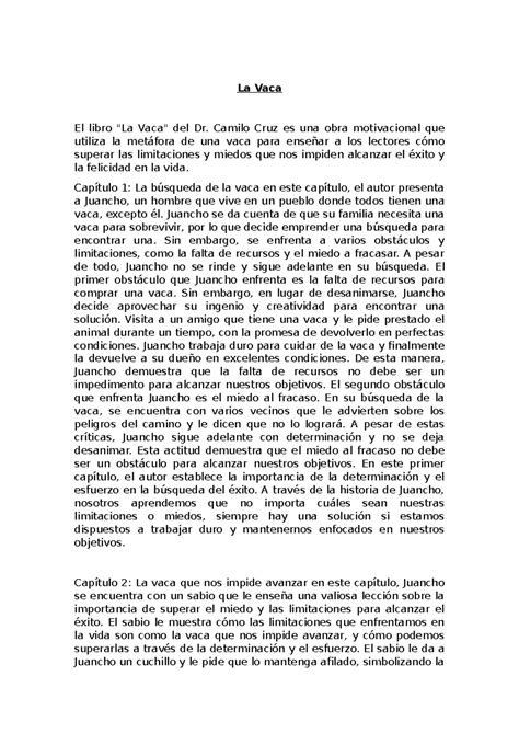 Resumen Por Capitulos Del Libro La Vaca De Dr Camilo Cruz 6