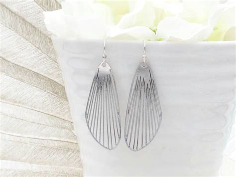 Silver Wing Earrings Silver Dragonfly Wing Earrings - Etsy