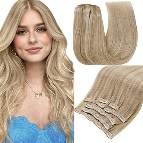 Runature Clip In Hair Extensions Real Human Hair Blonde Remy Hair