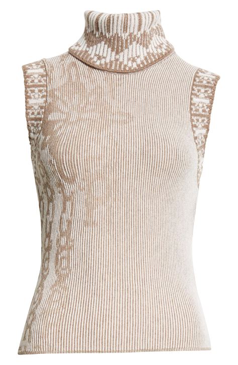 Paolina Russo Illusion Sleeveless Wool Turtleneck Sweater Nordstrom