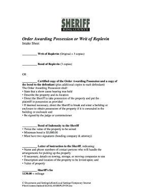 Fillable Online Kingcounty Replevin Doc Kingcounty Fax Email Print