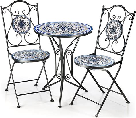 Giantex Tlg Bistro Set Gartengarnitur Mosaiktisch Mit St Hlen