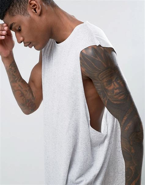 Asos Super Oversized Sleeveless T Shirt In Linen Mix In Gray 13