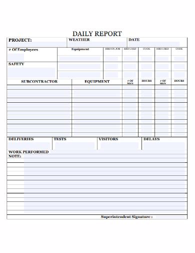 Free Subcontractor Daily Report Samples In Pdf Doc