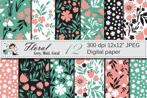 Tropical Digital Paper With Hibiscus Flower Toucan Pineapple And Palm